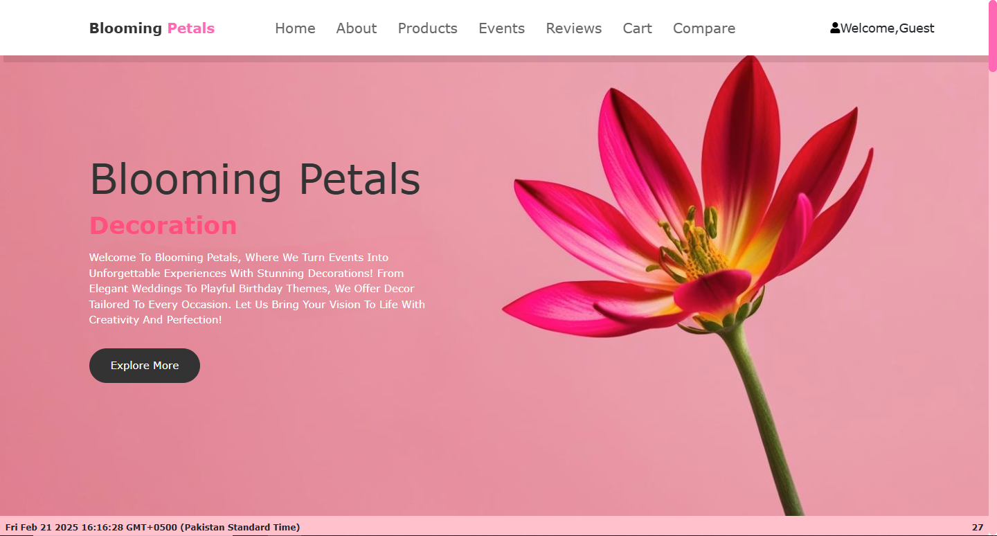 Blooming Petals floral website project by Abdul Samad